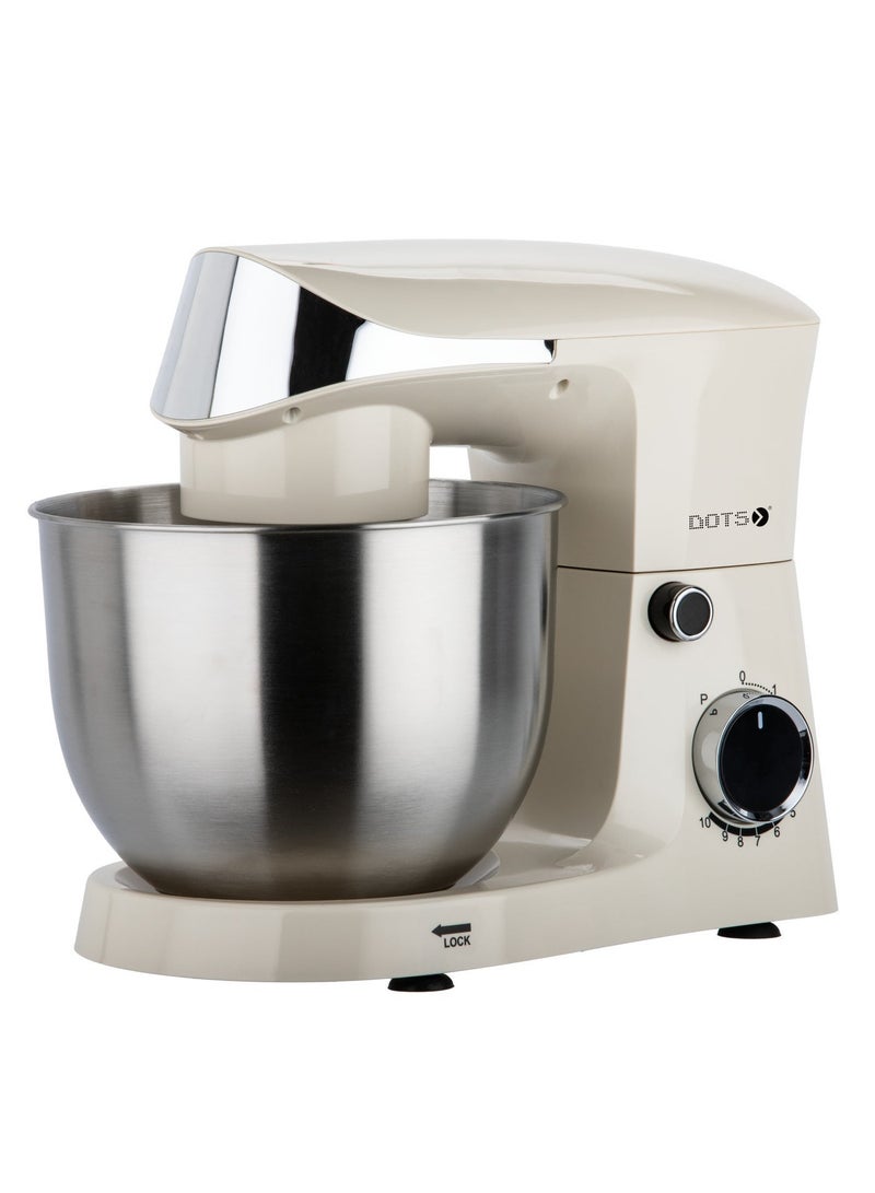 دوتس عجانة كهربائي 800 واط، مع وعاء من الفولاذ المقاوم للصدأ سعة5 لتر، 10 إعدادات للسرعة، تصميم أنيق للخبز المتنوع والخلط والعجن، مثالي للخبز-FMS103P52 - كريمي - Image 5